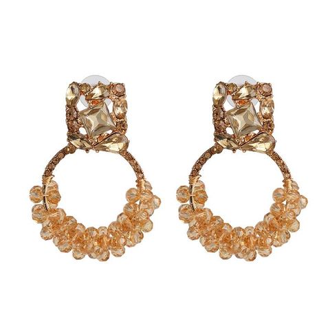 Fashion Geometric Inlaid Pearls Alloy Acrylic Earrings Ear Studs