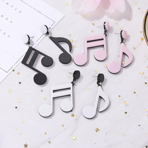 Korea New Fashion Cute Black And White Earrings Notes Exaggerated Earrings Wholesale
