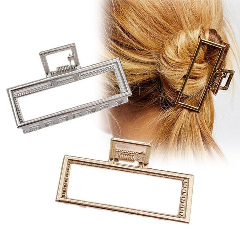 Retro Metal Medium Large Square Grab Clip Hair Clip Top Clip Korea Simple Cheap Hair Clip Wholesale