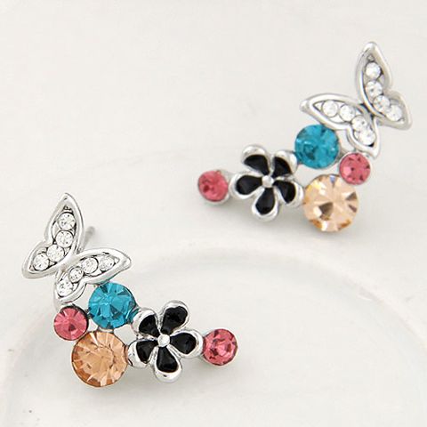 Fashion Jewelry Korean Fashion Sweet Butterfly Dance Flower Earrings Wholesale