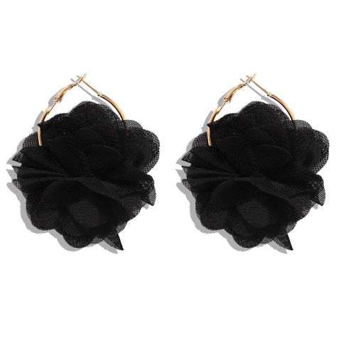 Korea New Fashion Hard Yarn Flower Earrings Exquisite Ear Jewelry Wholesale