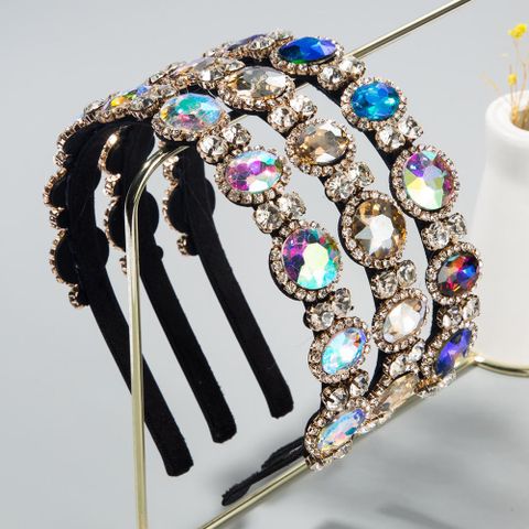 Korea&#39;s New Fashion Baroque Style Super Flash Inlaid Color Diamond Fine Edge Cheap Headband Wholesale