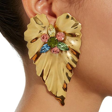 Fashion Heart Diamond Alloy Artificial Gemstones Earrings
