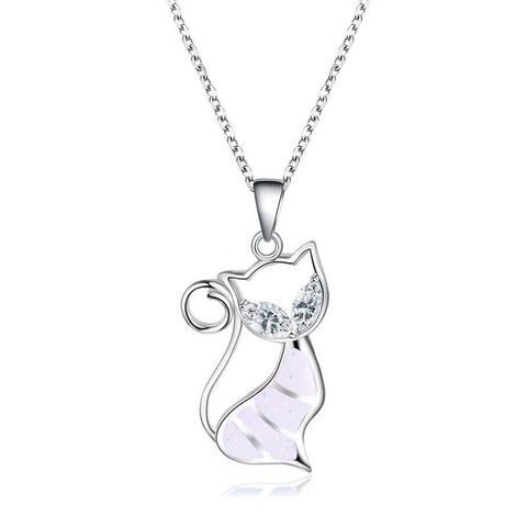 New Fashion Sweet Cat Pendant Necklace Female Hollow Diamond Necklace Wholesale