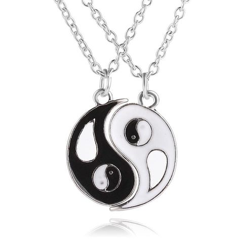 New Round Oil Drop Pendant Necklace Engraved Letters Best Friends Tai Chi Gossip Good Friend Necklace