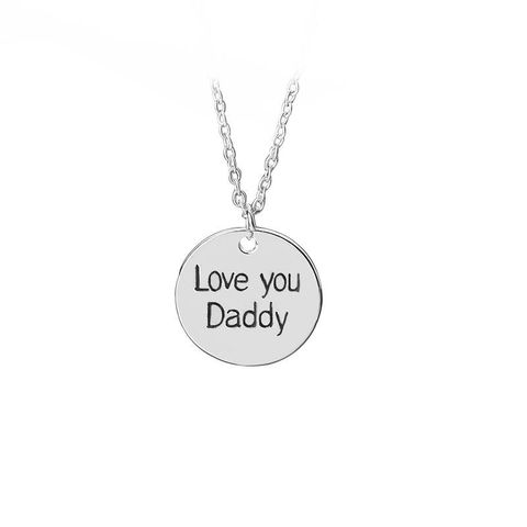 New Geometric Round Tag Drop Oil Letter Necklace Father&#39;s Day Gift Round Pendant Necklace Wholesale