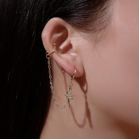 The New Star Ear Clip Tassel Star Earrings Long Earrings Diamond Ear Bone Clip