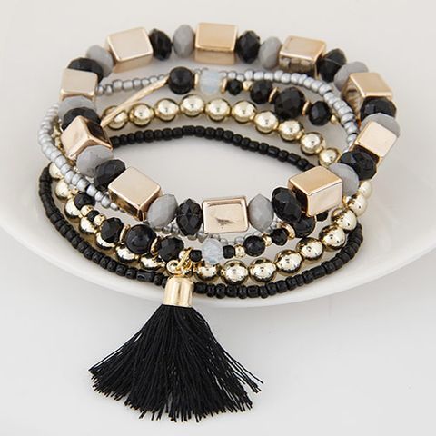 New Bohemian Metal Wild Rice Beads Tassel Multi-layer Bracelet Yiwu Nihaojewelry Wholesale