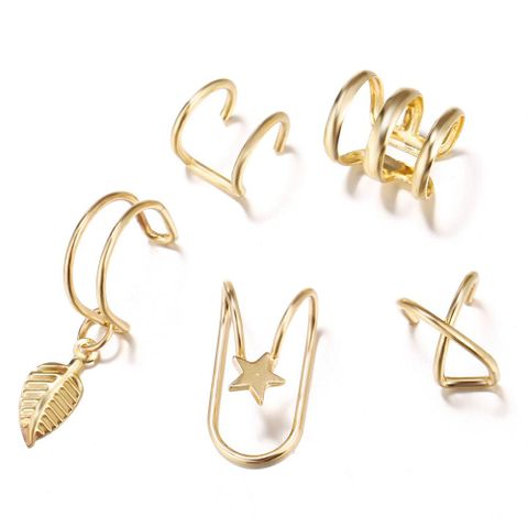 New Fashion U-shaped Pierced Ear Clip 9 Piece Set Creative Retro Simple Alloy Gold Ear Clip