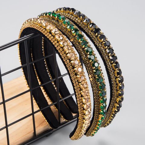 New Fashion Wild Hairband Multi-layer Glass Drill Full Diamond Gold Velvet Fashion Thin-edged Headband