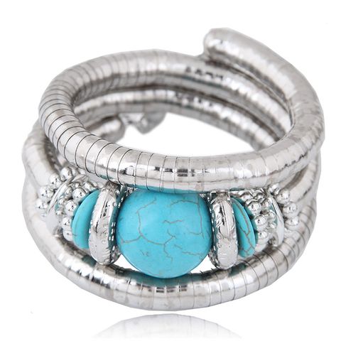Streetwear Solid Color Alloy Inlay Turquoise Women's Bangle