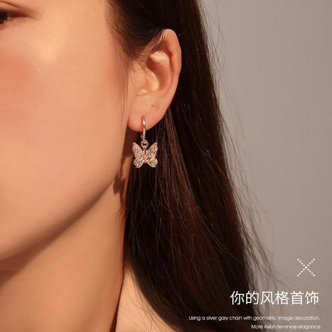 The New Fashion Earrings Inlaid With Diamond Butterfly Earrings Wholesale Female Butterfly Earrings Wholesale