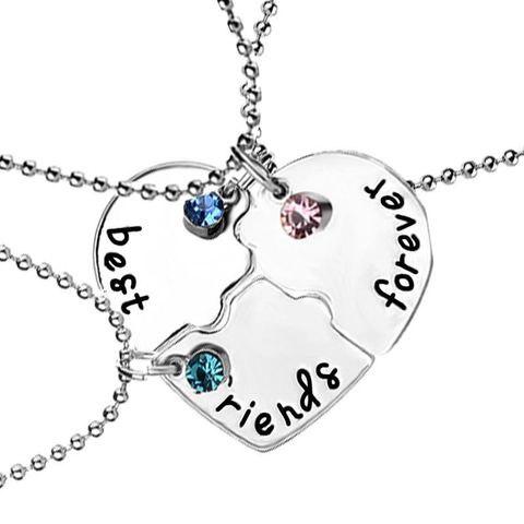 Ig Style Letter Heart Shape Alloy Artificial Gemstones Women's Necklace