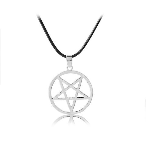 Fashion Hollow Pentagram Necklace 3d Black Deacon Pentagram Satan Logo Necklace
