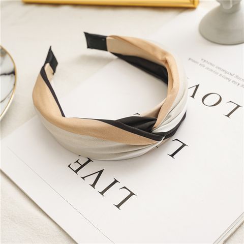 Korean  Spring And Summer New Cross Hairband Wide Version Hit Color Cloth Wide-brimmed Female Knotted Headband Nihaojewelry Wholesale