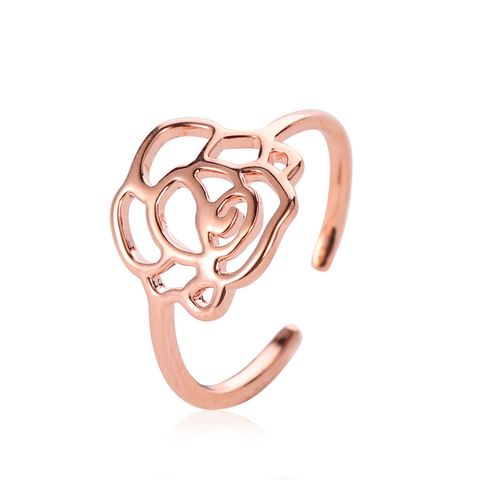 Rings Jewelry Temperament Rose Gold Rose Lady Ring Hollow Open Single Ring Wholesale