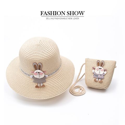 New Straw Hat Shoulder Bag Set Nihaojewelry Wholesale Small Fresh Children Cute Hat Bag Summer Girl Travel Match