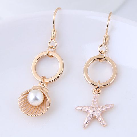 Boutique Koreanische Mode Süße Sea Shell Starfish Wilden Asymmetrische Persönlichkeit Temperament Ohrringe Großhandel Nihaojewelry