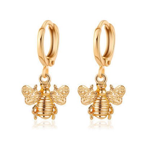 New Earrings Creative Metal Small Bee Earrings Temperament Simple Insect Earrings Wholesale Nihaojewelry