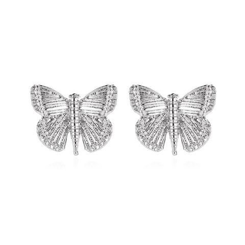Fashion Retro Metal Butterfly Earrings Female Temperament Wild Grain Butterfly Earrings Wholesale Nihaojewelry