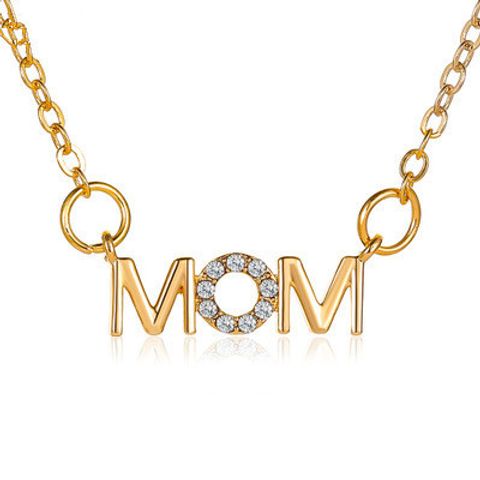 Necklace Simple English Alphabet Necklace Mother Pendant Clavicle Chain Mom Copper  Necklace Wholesale Nihaojewelry