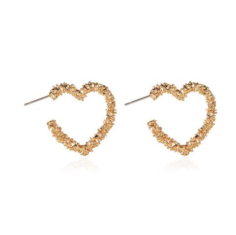 New Earrings Simple Metal Frosted Heart-shaped Earrings Ladies Temperament Carved Opening Love Earrings Wholesale Nihaojewelry