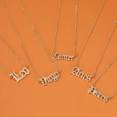 New Fashion Necklace Personality Creative Twelve Constellation Necklace Female Retro English Alphabet Pendant Clavicle Chain Wholesale Nihaojewelry