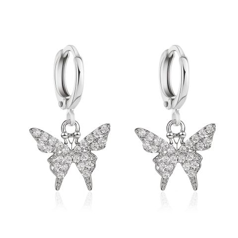 New Style Earrings Temperament Diamond Small Butterfly Earrings Ear Buckle Female Wild Gold Butterfly Earrings Wholesale Nihaojewelry