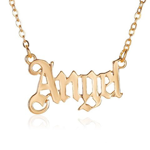 New Necklace Literary Angel Pendant Necklace Personality Short Paragraph Baby Girl English Alphabet Necklace Wholesale Nihaojewelry