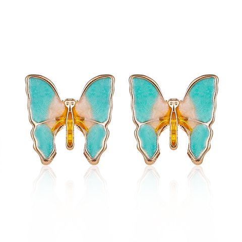 New Style Earrings Fashion Oil Painting Texture Butterfly Earrings Retro Style Gradient Butterfly Wings Earrings Wholesale Nihaojewelry