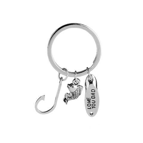 Explosion Models Key Chain Creative Fish Hook Small Fish Letters Love You Dad Pendant Key Chain Gift Accessories Wholesale Nihaojewelry