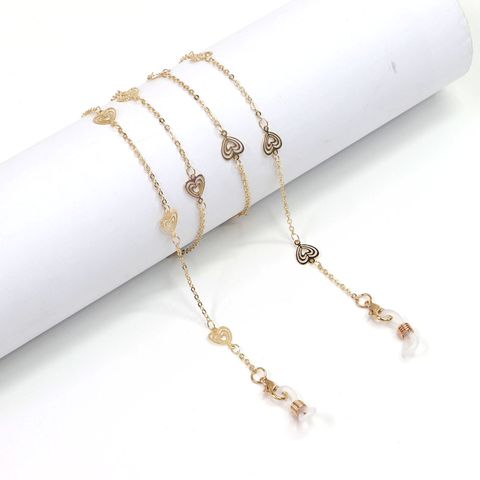 Hot Fashionable Simple Golden Hollow Peach Heart Glasses Chain Chain Glasses Chain Wholesale Nihaojewelry
