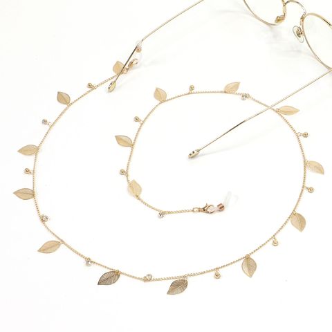 Hot Fashionable Simple Golden Leaves Rhinestone Glasses Chain  Wholesale Nihaojewelry