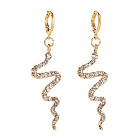 New Fashion Simple Wave Earrings Serpentine Earrings Cold Wind Long Section Diamond Earrings Wholesale Nihaojewelry