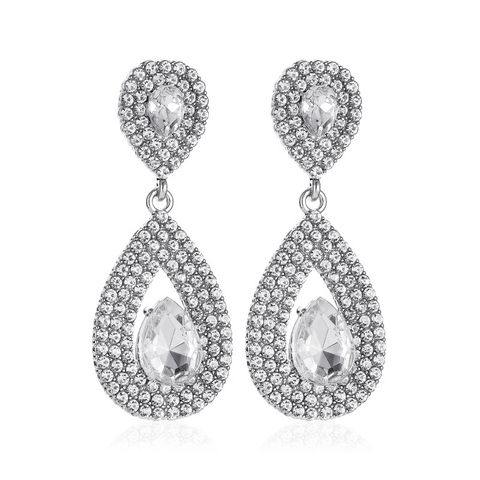 New Luxury Long Earrings Goddess Super Flash Zircon Water Drop Earrings Crystal Bridal Earrings Nihaojewelry Wholesale