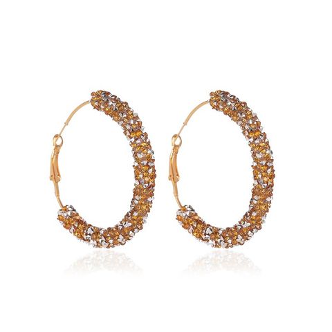 New Retro Exaggerated Crystal C-shaped Earrings Simple Half Circle Earrings Nihaojewelry Wholesale
