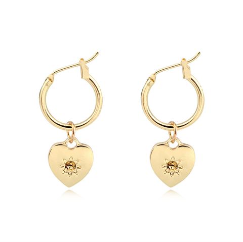 European Simple Small Love Pendant Ear Ring Fashion Gold And Silver Color Heart-shaped Hoop Earrings Ear Clip Female Cross-border Hot