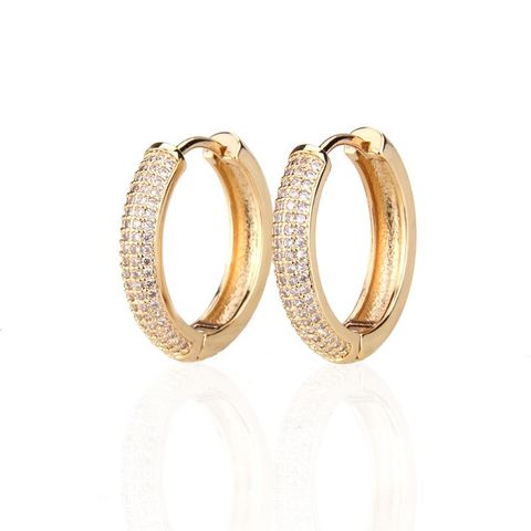 Fashion Zircon Hoop Earrings Simple Copper Earrings Women Macro-inlaid Zirconium Round Earrings Nihaojewelry