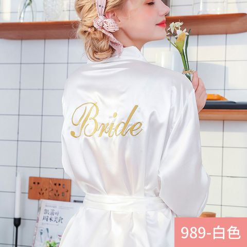 Cross-border Women's Silk Ice Silk Robe Wedding Gown Embroidered Bride Cardigan Gown Bride And Bridesmaid Morning Gowns Wholesale