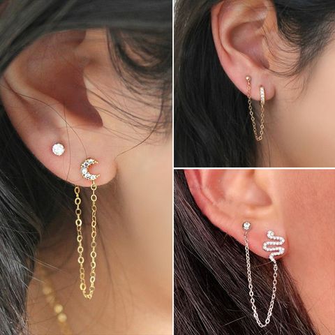 Long Earrings Geometric U-shaped Ear Clip Earrings Integrated Moon Snake Earrings Wholesale Nihaojewelry