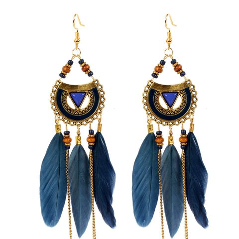 Ethnic Style Earrings Triangle Feather Earrings Jewelry Tassel Earrings Wholesale Nihaojewelry