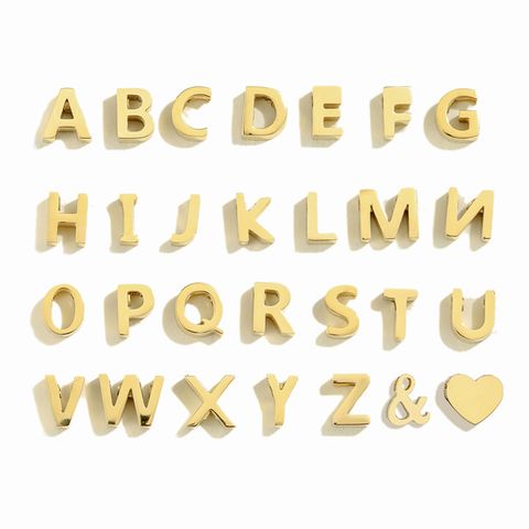 1 Piece Stainless Steel 14K Gold Plated Letter Polished Pendant