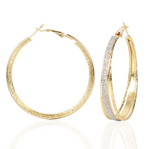 Exaggerated Geometric Metal Frosted Earrings Fashion Hoop Earrings