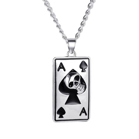 New Necklace Punk Style Retro Long Spade Sweater Chain Street Hip Hop Playing Card Necklace Wholesale Nihaojewelry