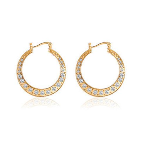 New Retro Style Exaggerated Hollow Large Circle Earrings Inlaid With Diamond Fan-shaped Earrings Wholesale Nihaojewelry