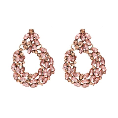New Pink Series Earrings Geometric Earrings Water Drop Square Diamond Pink Girl Heart Wholesale Nihaojewelry