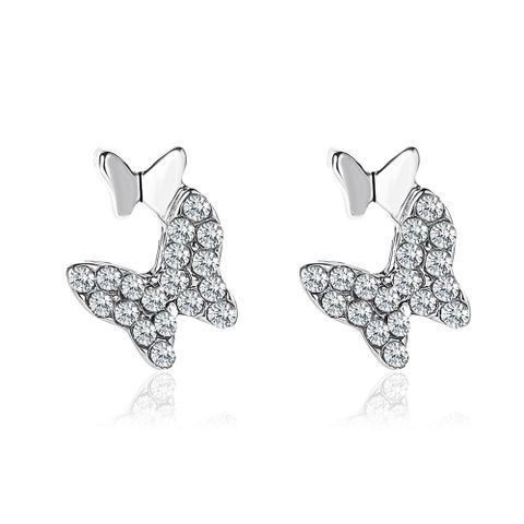 New Simple Rhinestone Earrings Butterfly Earrings Ladies Two Butterfly Earrings Ear Clip Wholesale Nihaojewelry