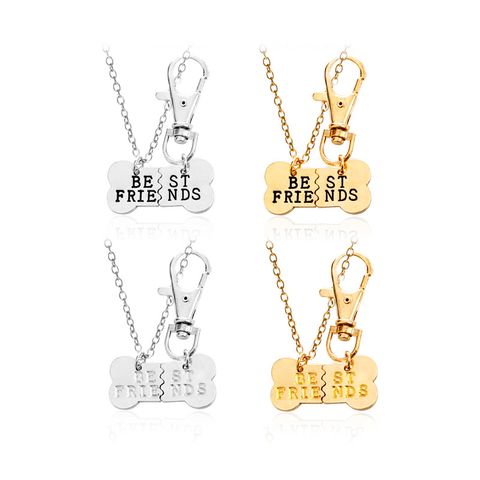 Explosion Of Funds Chain Good Friends Two Petal Splicing Pet Dog Bone Necklace Wholesale Nihaojewelry