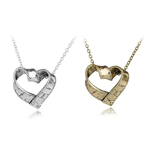 Scale Necklace Clavicle Chain Creative Retro Heart-shaped Rotating Tape Measure Pendant Necklace Accessories Wholesale Nihaojewelry