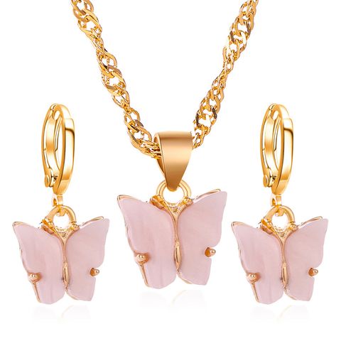 Fashion Butterfly Necklace Earrings Set Jewelry Acrylic Necklace Earring Set Hot Jewelry Wholesale Nihaojewelr